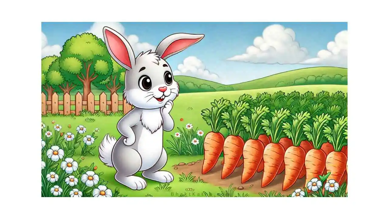 Rabbit looking at a carrot field