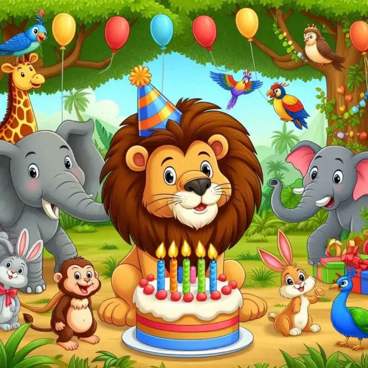 lion birthday party kids story