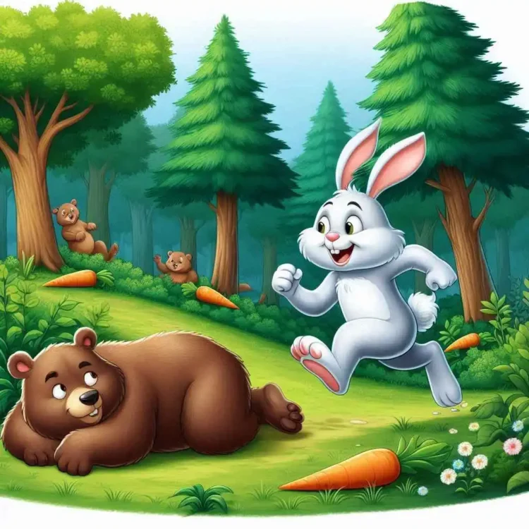 funny rabbit and bear